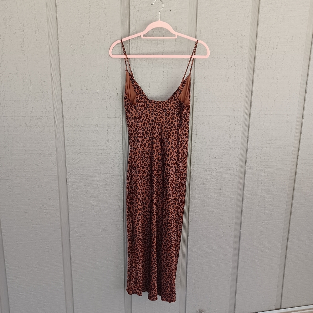 Good American Leopard Slip Midi Dress Size 2 US M Women Cowl Neck Sleeveless - Picture 5 of 16